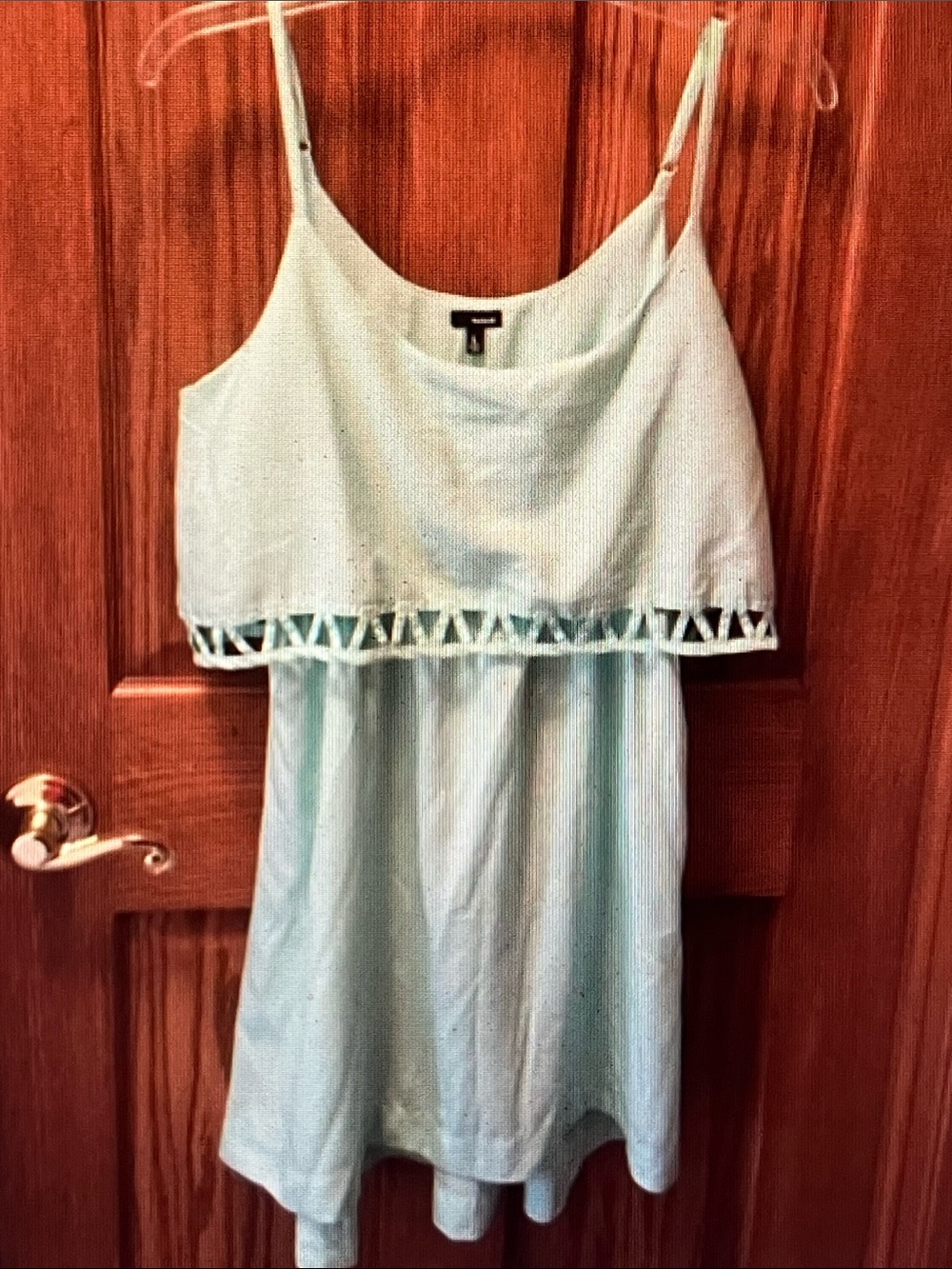 Hurley Light Blue Spaghetti Strap Mini Dress with Crochet Hem